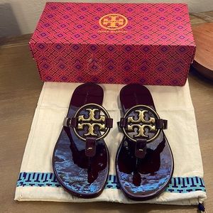Tori Burch miller soft patent leather slides